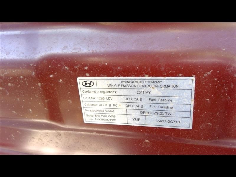 11-13 HYUNDAI SONATA 6 Spd Automatic Transmission 2.4L VIN C 8th Digit 450003BEB