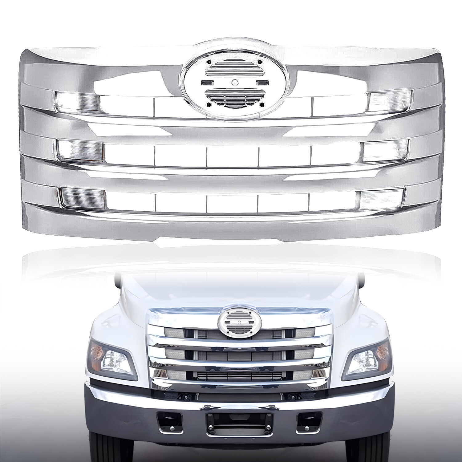 For Hino 238 258 268 338 2011-2018 Chrome Horizontal Billet Main Grill Grille