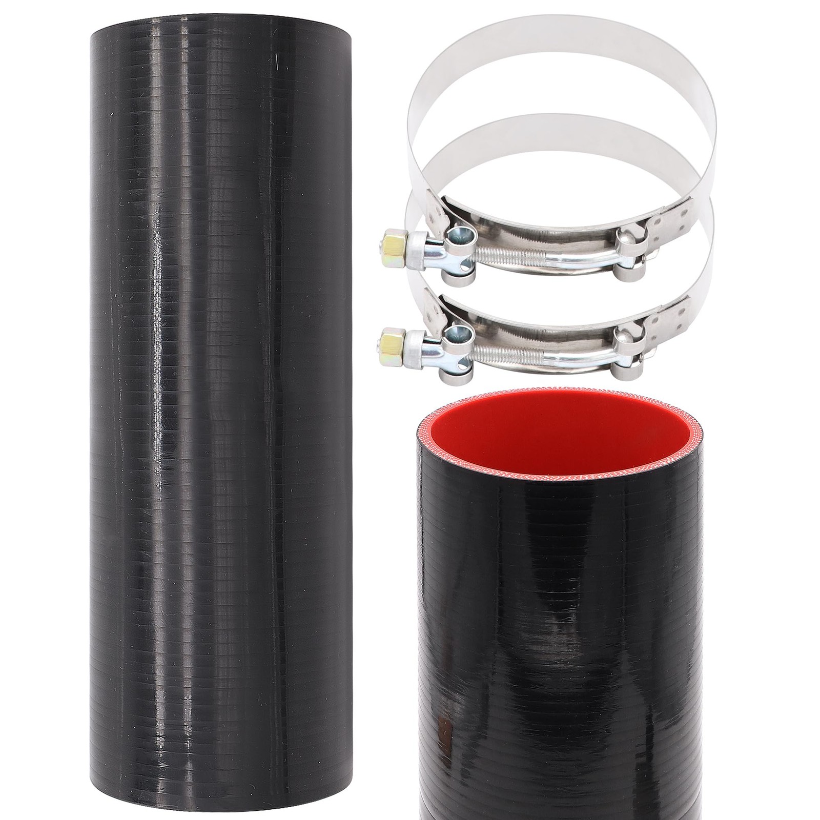 Taigoehua ID 4inch 4-Ply Straight Coupler Silicone Hose 5mm 4 Inch, Black