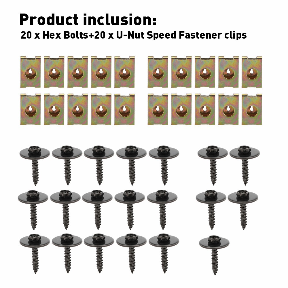 40pc Engine Splash Shield Guard Bumper Hardware Body Bolt U-nut Screw Clip Rivet
