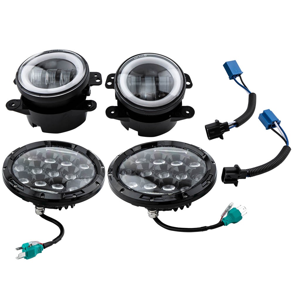 7″ LED Headlights + Fog Light Combo Kit For Jeep Wrangler JK 2/4 Door 2007-2018