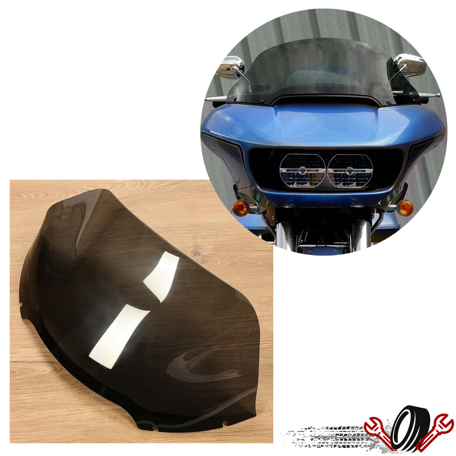 For Harley Davidson Road Glide CVO 15-UP 14″ Sport Flare Smoke Front Windshield