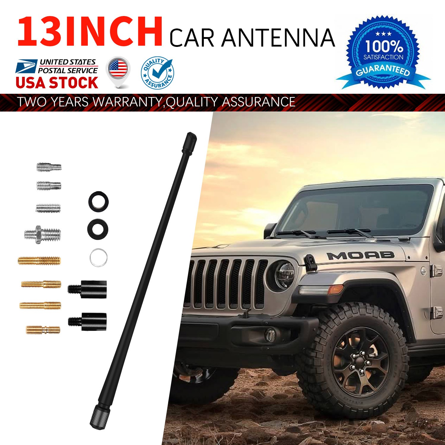EASY TO INSTALL CARBON FIBRE Rubber 13INCH Black CAR ANTENNA FOR CHEVROLET GMC