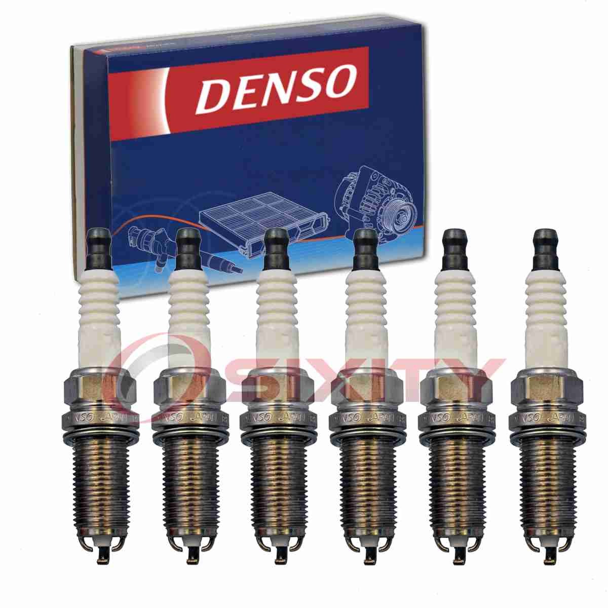 6 pc DENSO 3491 Spark Plugs for FK20HBR8 90919-01263 Ignition Wire Secondary qr