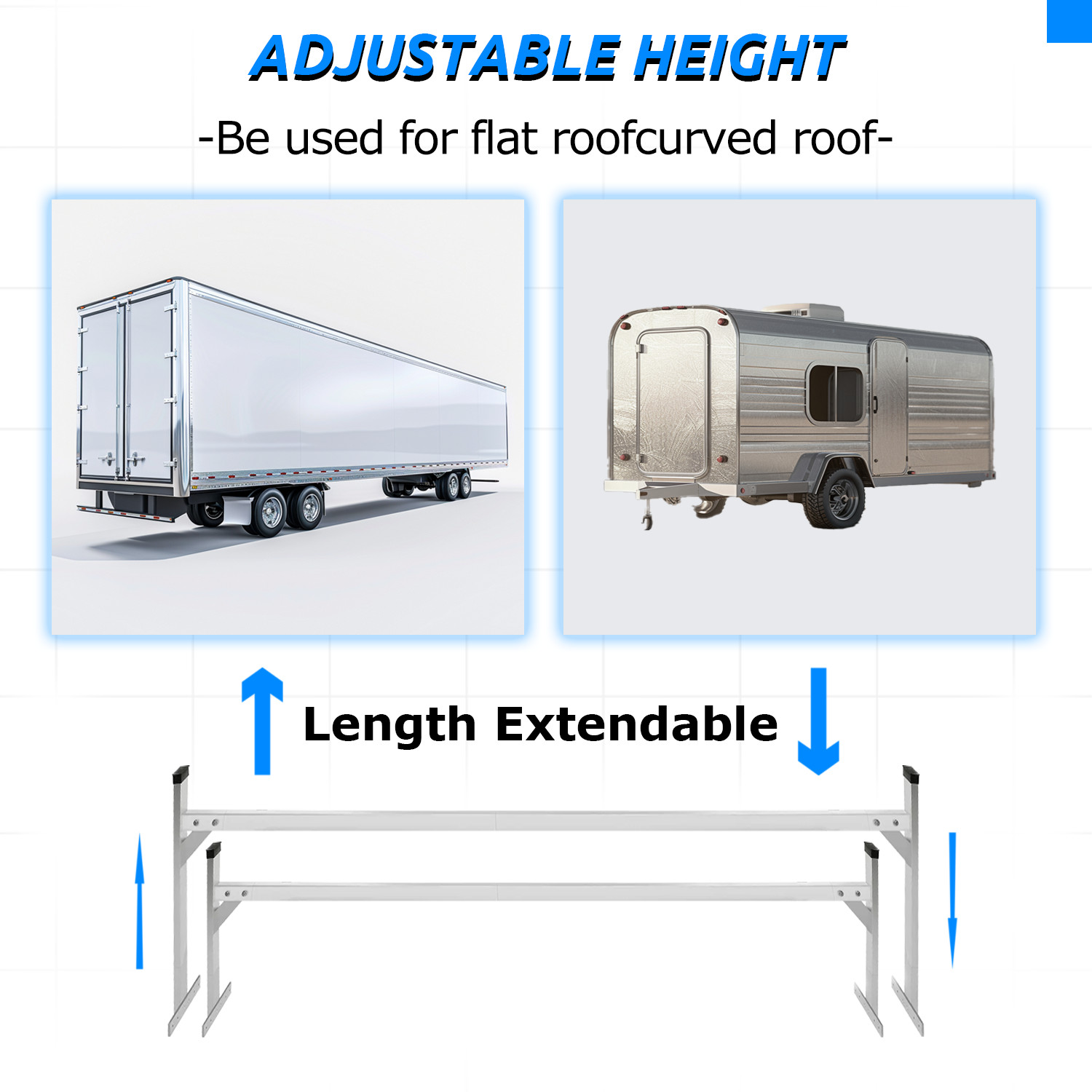 For Open & Enclosed Trailers Cargo Vans Adjustable Aluminum Ladder Roof Racks