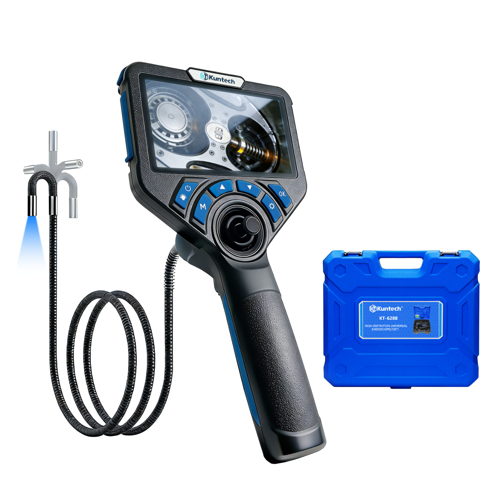 4-way 360° Borescope Inspection Snake Camera,5-inch HD Endoscope Camera & Light