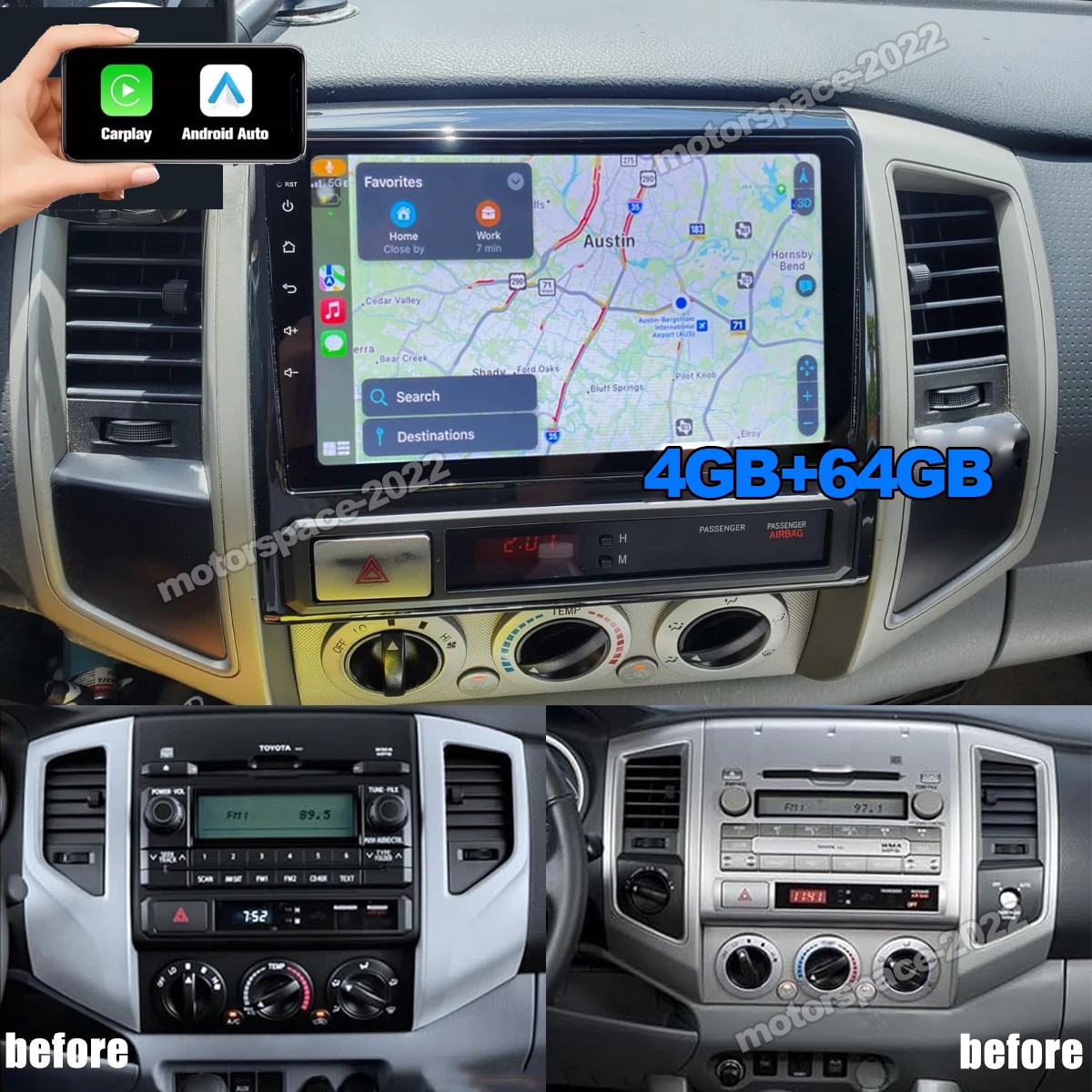 For TOYOTA TACOMA 2005-2015 Apple CarPlay Android 14.0 Car Stereo Radio GPS WiFi