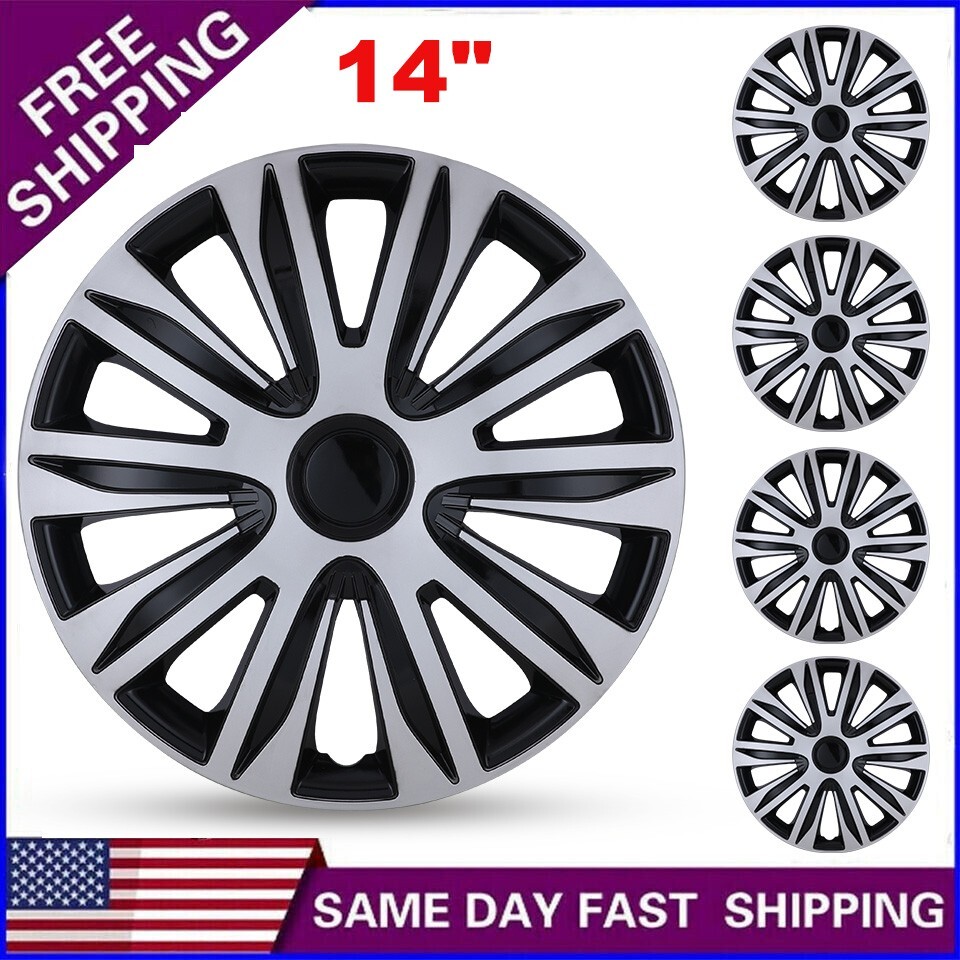 New 14″ Set of 4 Wheel Covers Snap On Hub Caps fit R14 Tire & Steel Rim Hubcaps
