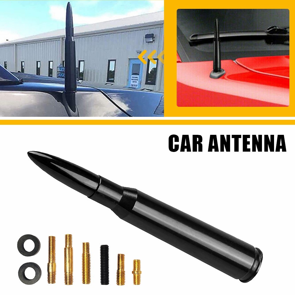 AM/FM Replacement 14*1.9cm Universal Bullet Style Black Antenna Mast Power Radio