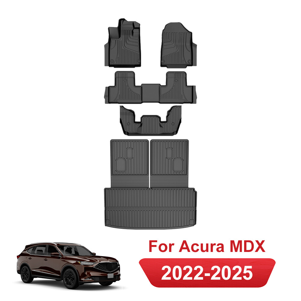 All Weather 3D Floor Mats Cargo Mat Backrest Mat for 2022-2025 Acura MDX 7-Seats