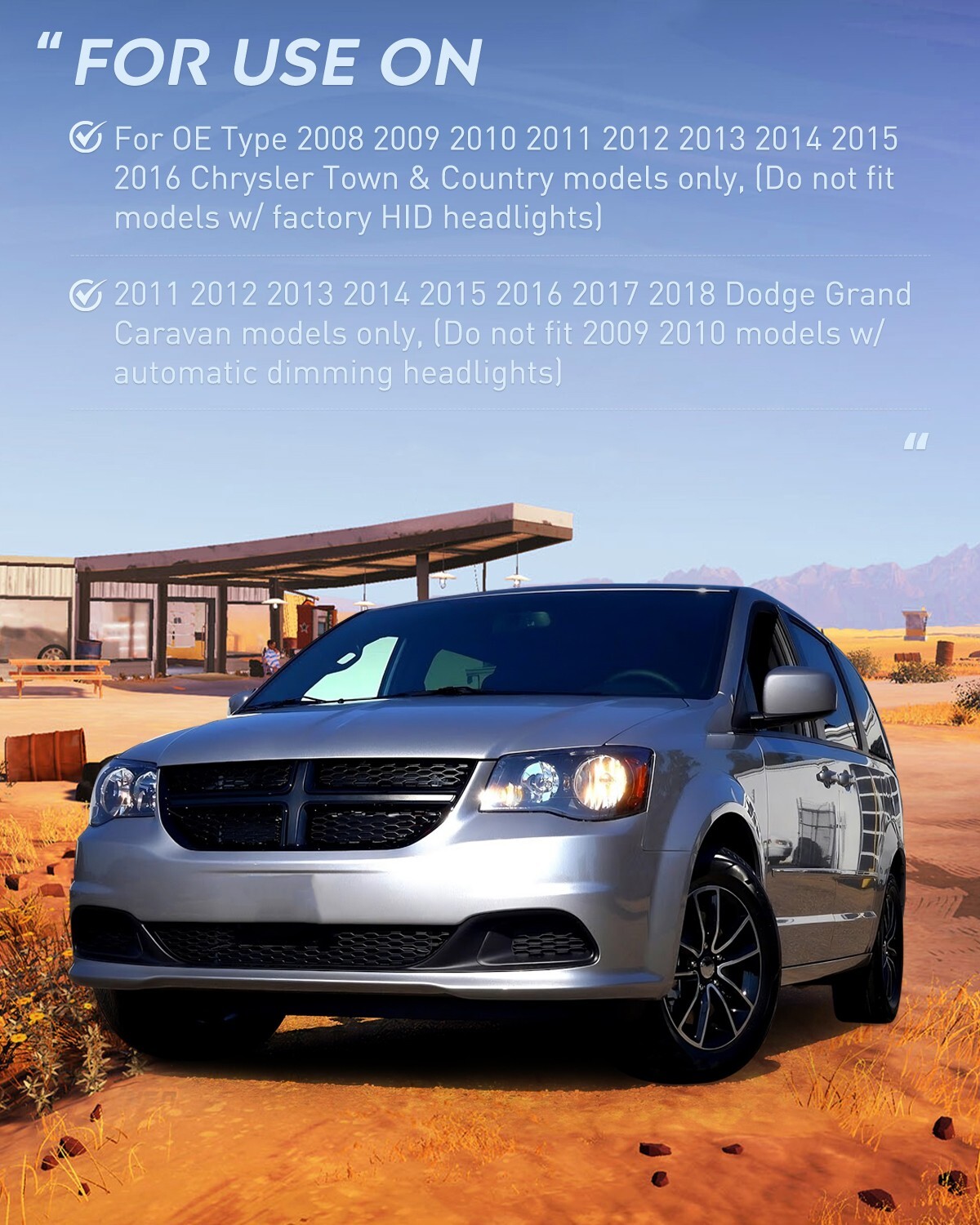 Nilight Headlight Assembly for 2011-2019 Dodge Grand Caravan 2 Years Warranty
