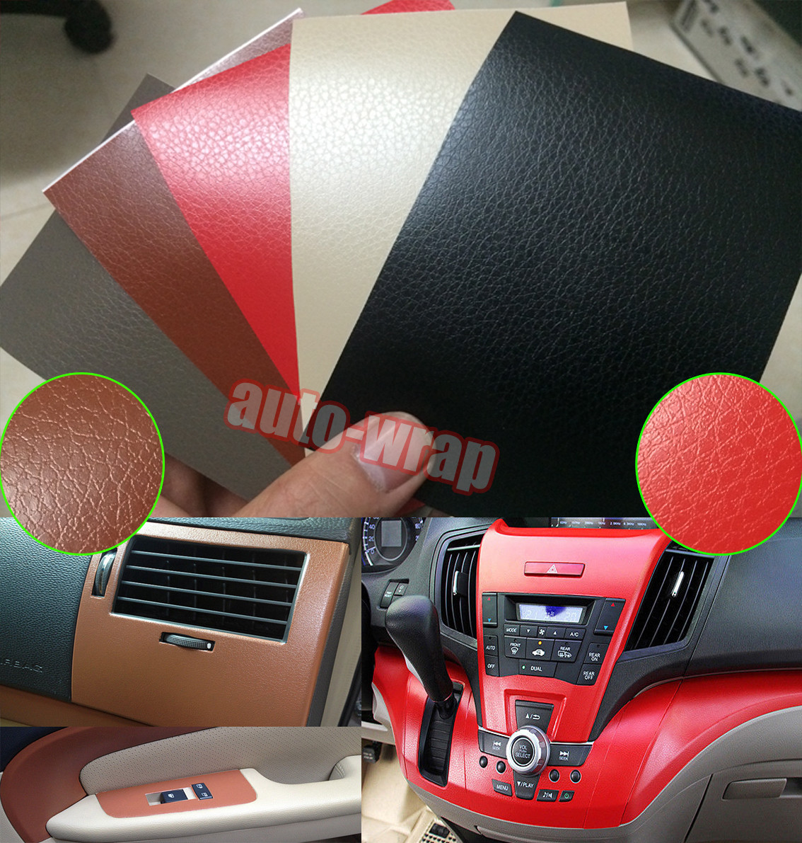 Bubbles Free Matte Car Interior Leather Grain Texture Film Vinyl Wrap Sticker AB