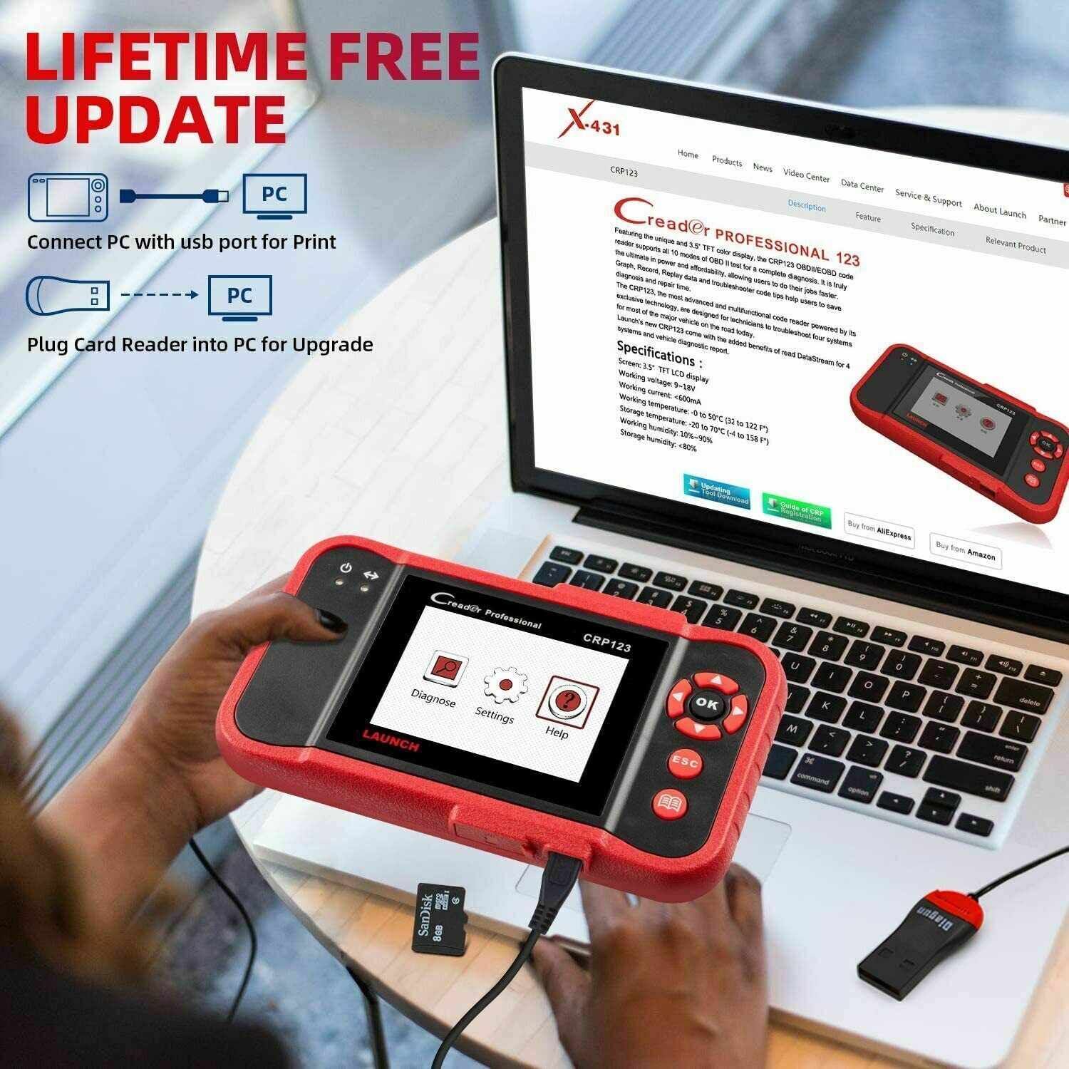 2023 LAUNCH CRP123 OBD2 Scanner Code Reader ABS SRS AT Engine Diagnostic Tool
