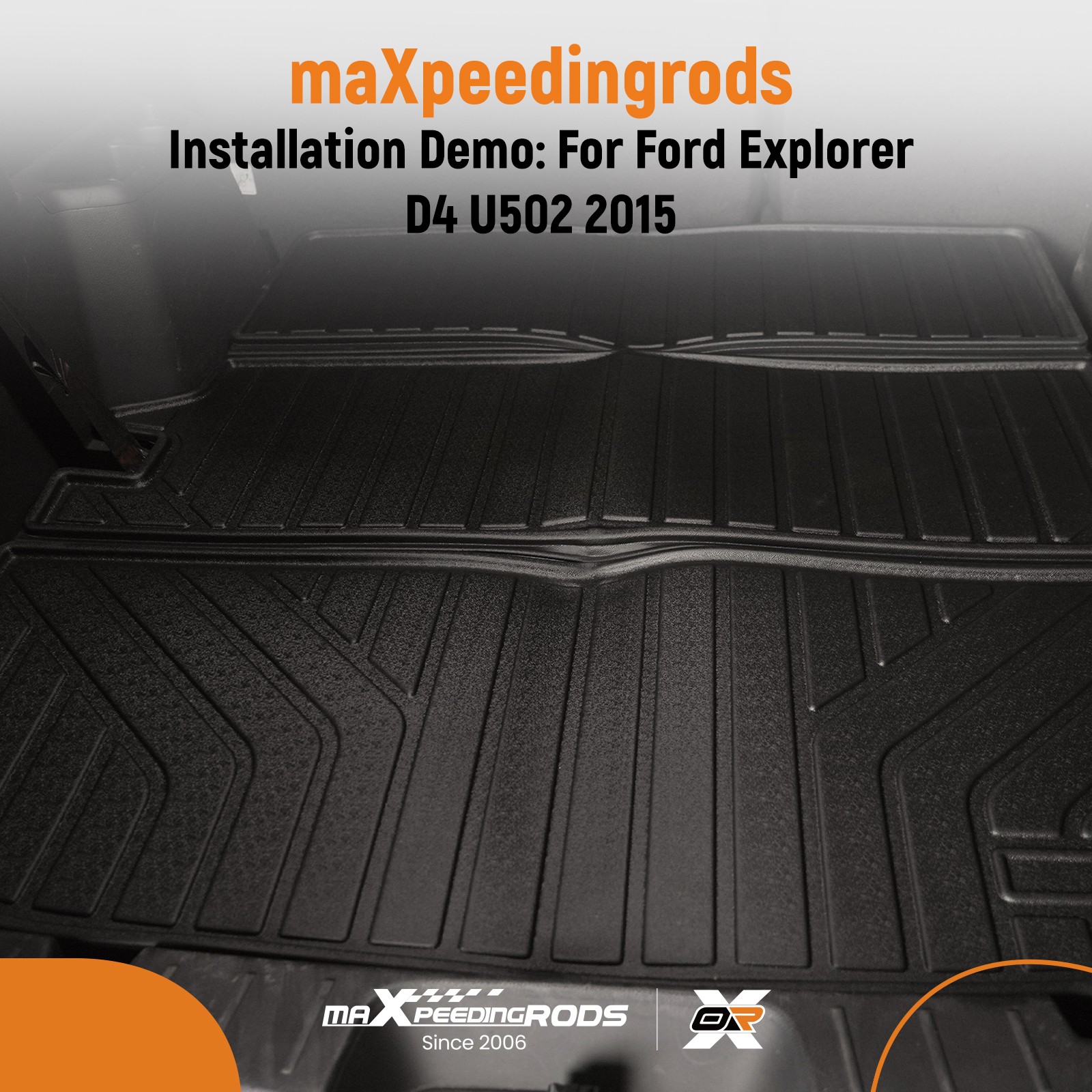 Black TPE Trunk Mat for Ford Explorer 2011-2019 Cargo Liner All Weather Cover