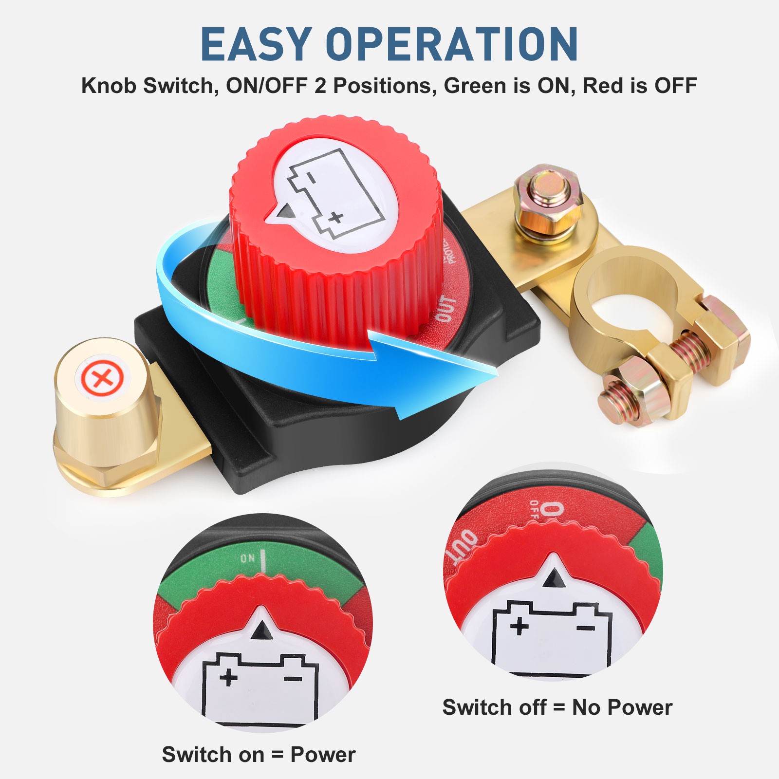 Battery Disconnect & Top Post Kill Switch 12V-48V Heavy Duty Shut Off For Car RV