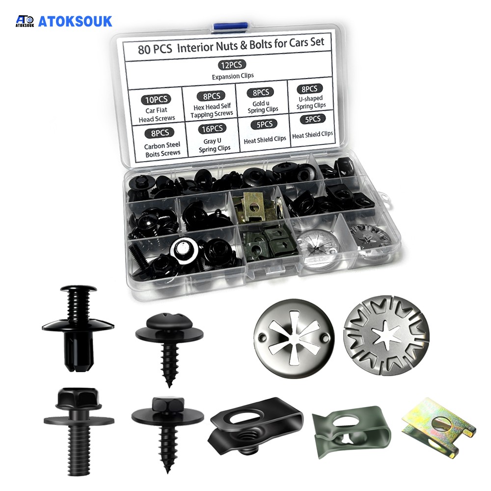 80pcs For Equus Body Bolts U-nut Clips Engine Under Cover Splash Shield Guard