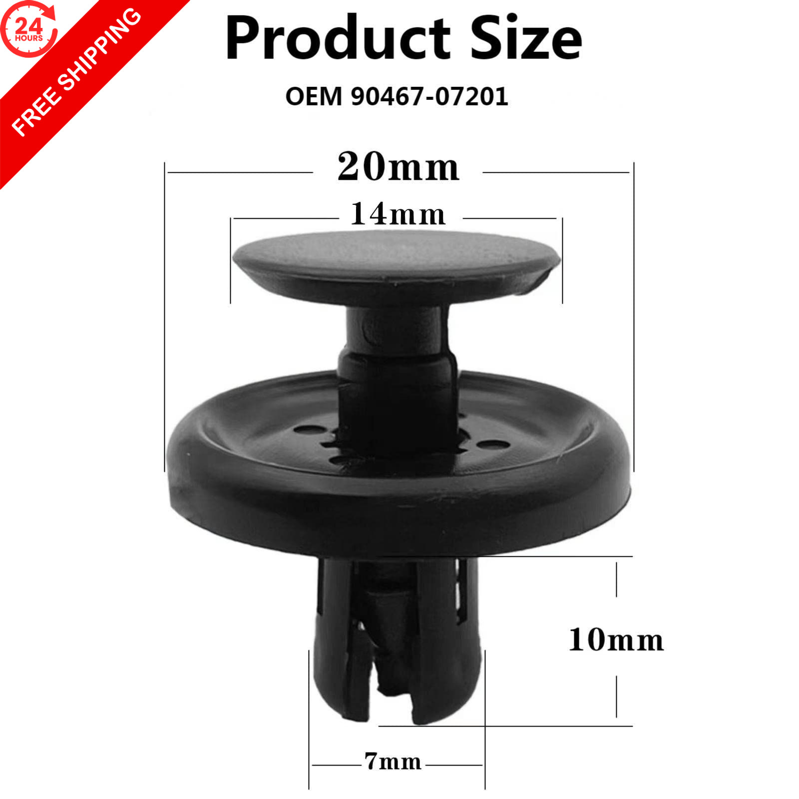 100Pcs Nylon Engine Under Cover Push-Type Retainer Clips 90467-07201, black