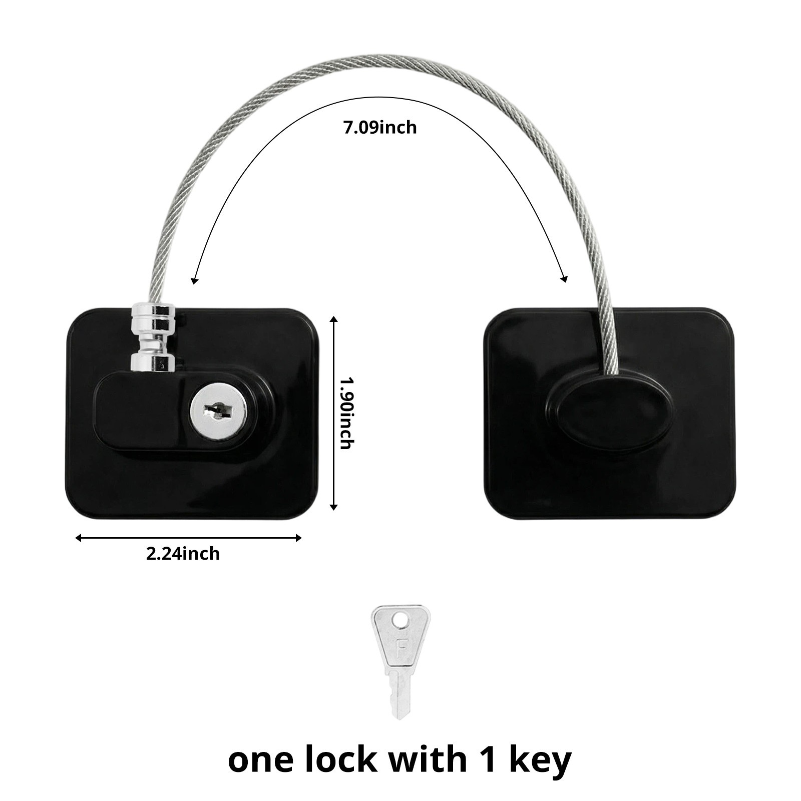 2PCS Fridge Lock Key Keep Children Out Stop Food Theft Simple Installation Black