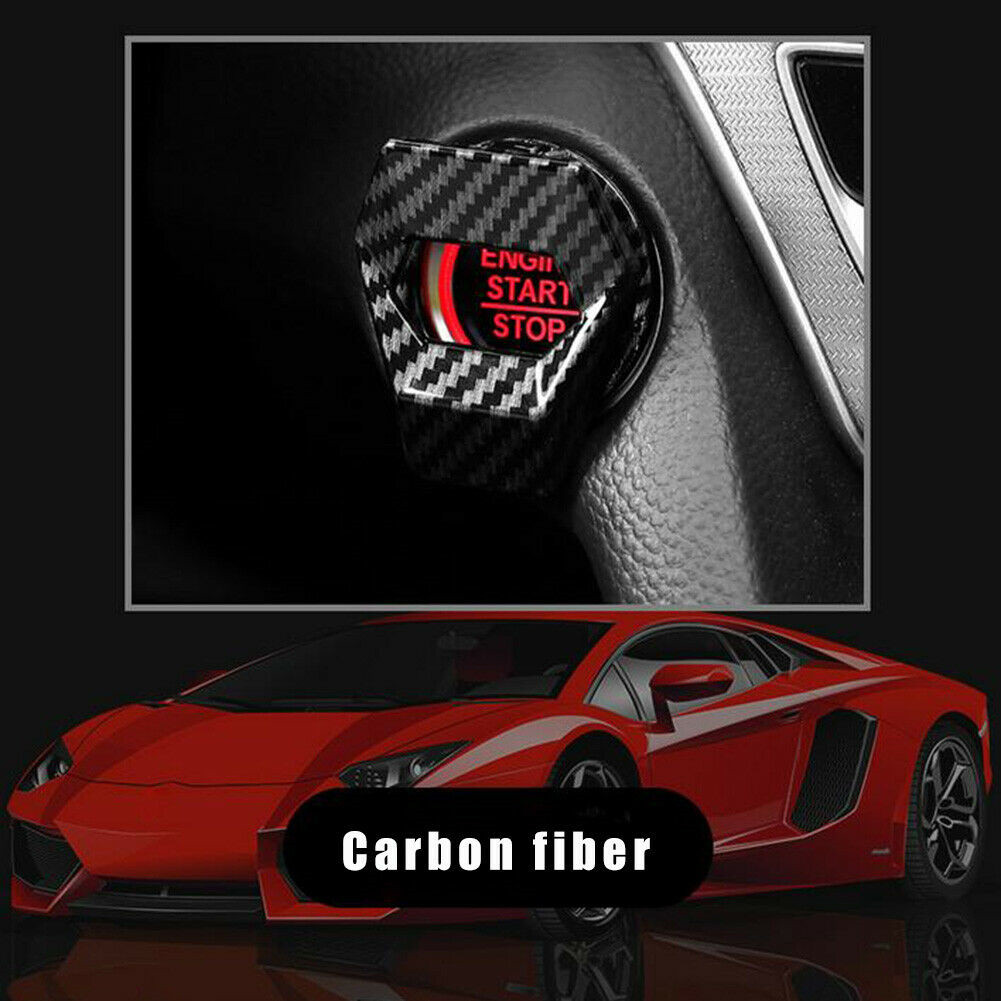 Carbon Fiber Car Engine Start Stop Push Button Switch Cover Trim Accessories