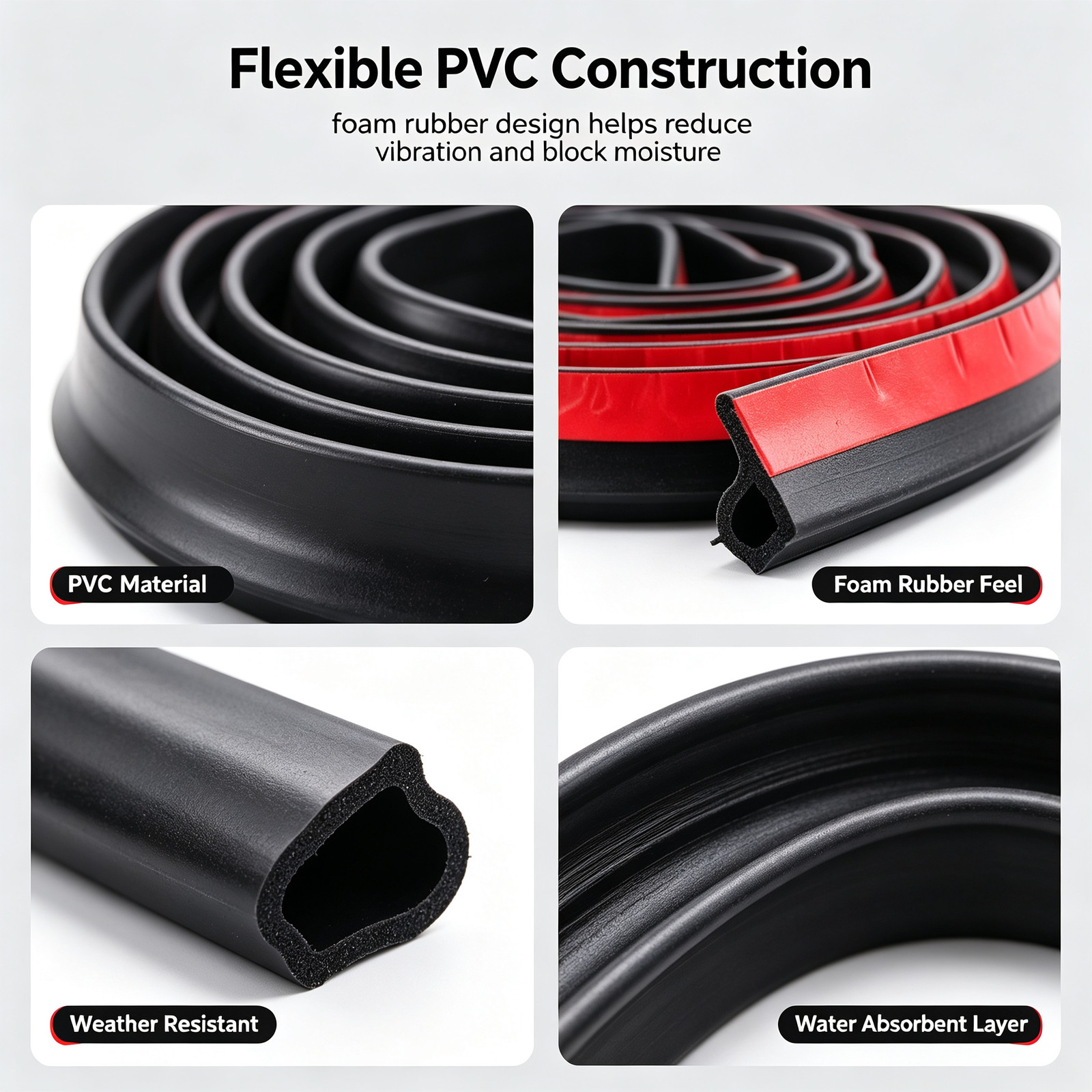 PVC Universal Weather Pickup Truck Rubber Tailgate Seal Strip Trim
