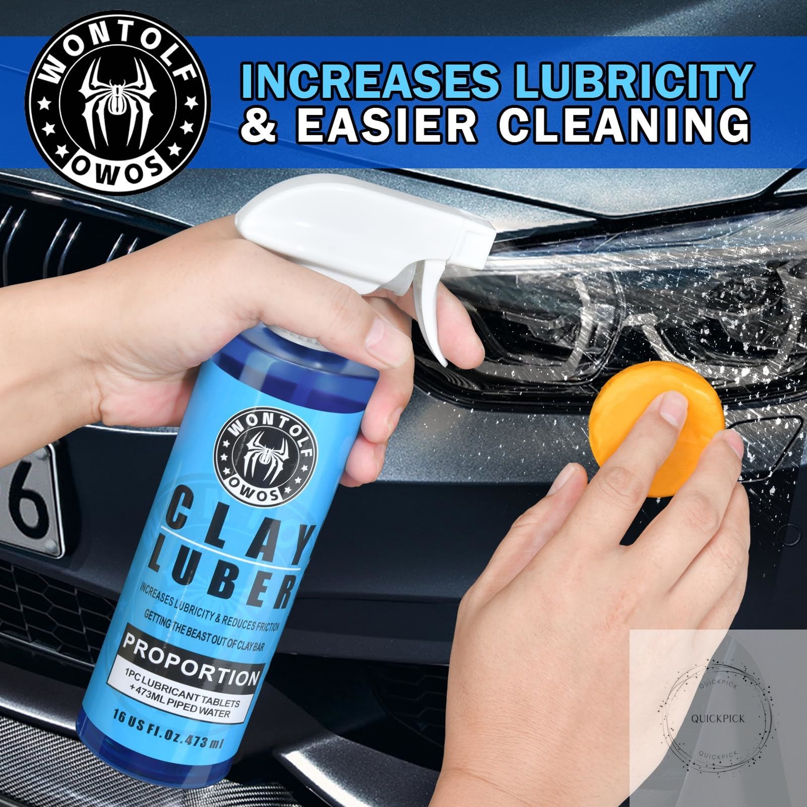 Car Clay Bars Auto Detailing and Clay Luber Synthetic Lubricant Kit, 4 Clay Bars