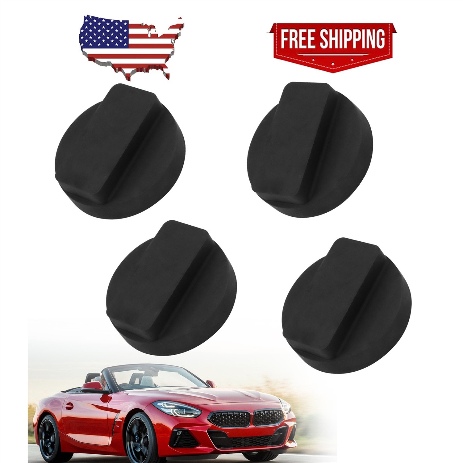 4pcs 0.87″x2.36″ Jack Pad Support Rubber Frame Rail Protector Adapter for BMW