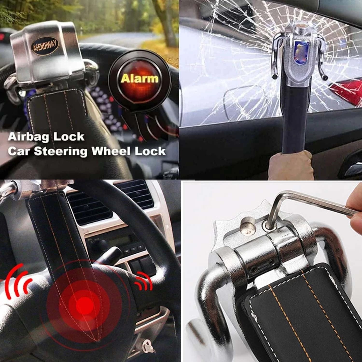 Foldable Car Steering Wheel Security Lock With 3 Keys Vehicle Anti-Theft Devices