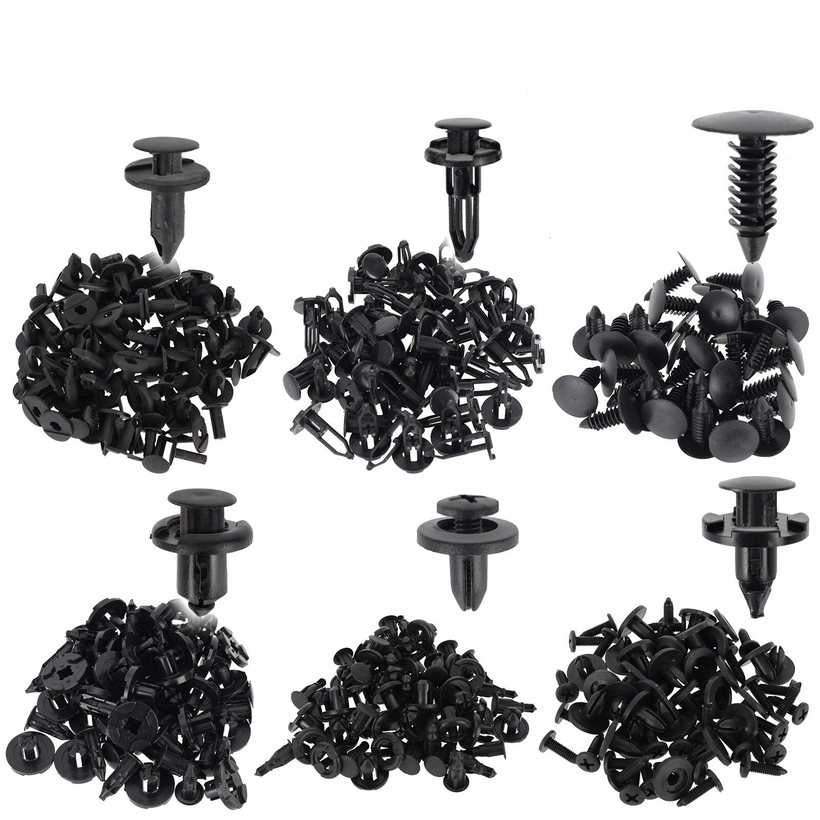 200 Pcs Push Bumper Fastener Rivet Clips with 6 Size Auto Body Retainer Clips GR