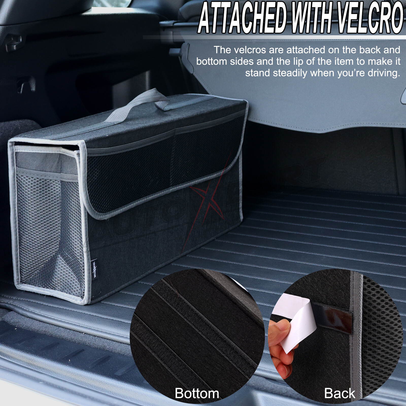 1xLarge Folding Car Rear Trunk Cargo Organizer Truck Luggage Storage Box Bag Bin
