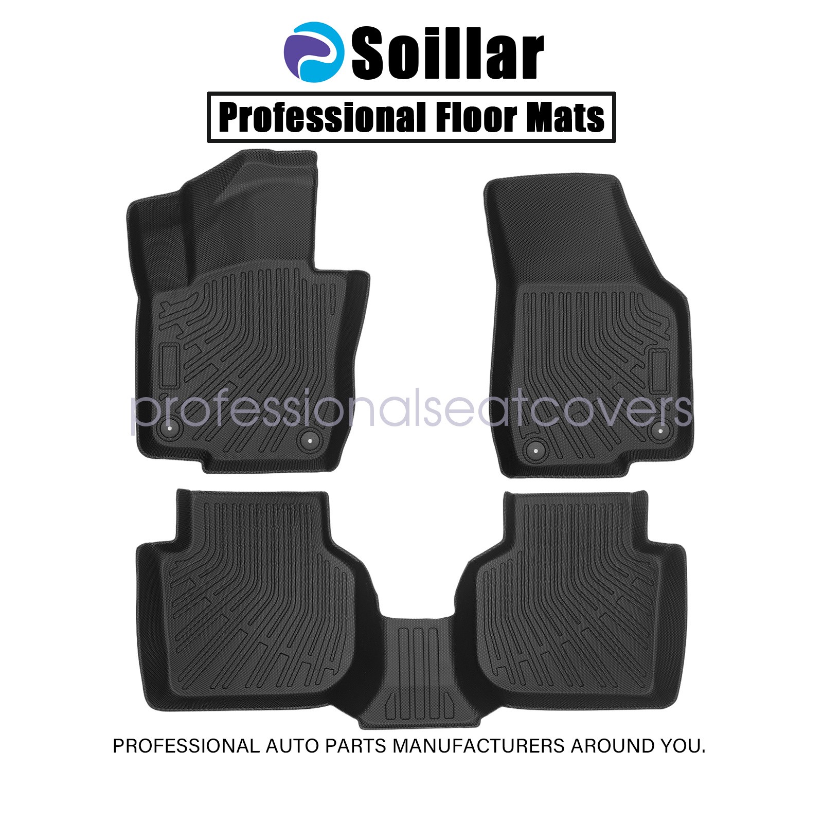 For 2012-2022 Volkswagen Passat Sedan TPE 3D 2 Rows Floor Mats Liner Set Black