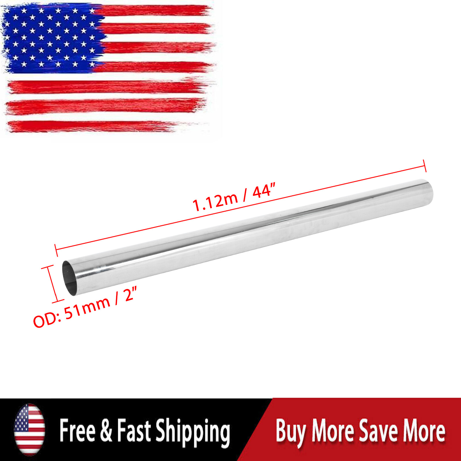 2″ Inch T304 Stainless Steel Straight Exhaust Pipe Tube Piping Tubing 51MM