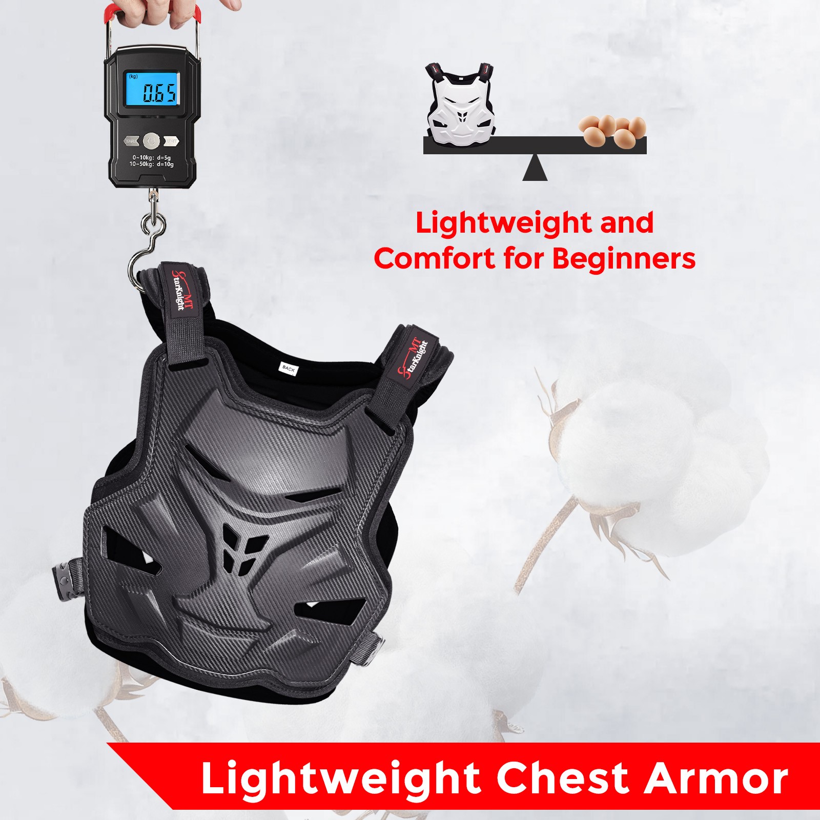 Adult Motocross Chest Protector Lightweight Adjustable Armor for Riding & Sports