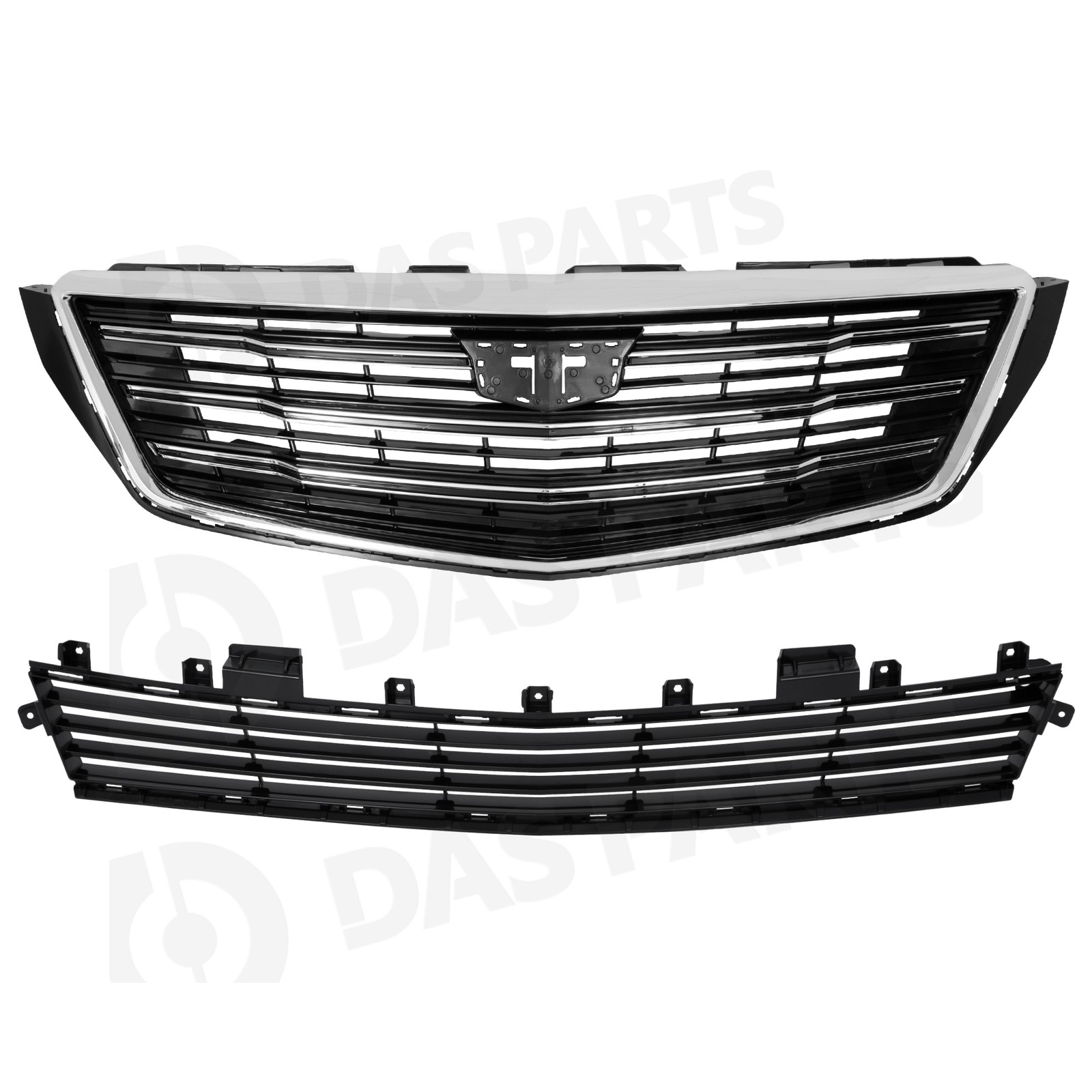 Painted PX8 Gloss Black Front Bumper Cover Grille Kit For 2018 2019 Cadillac XTS
