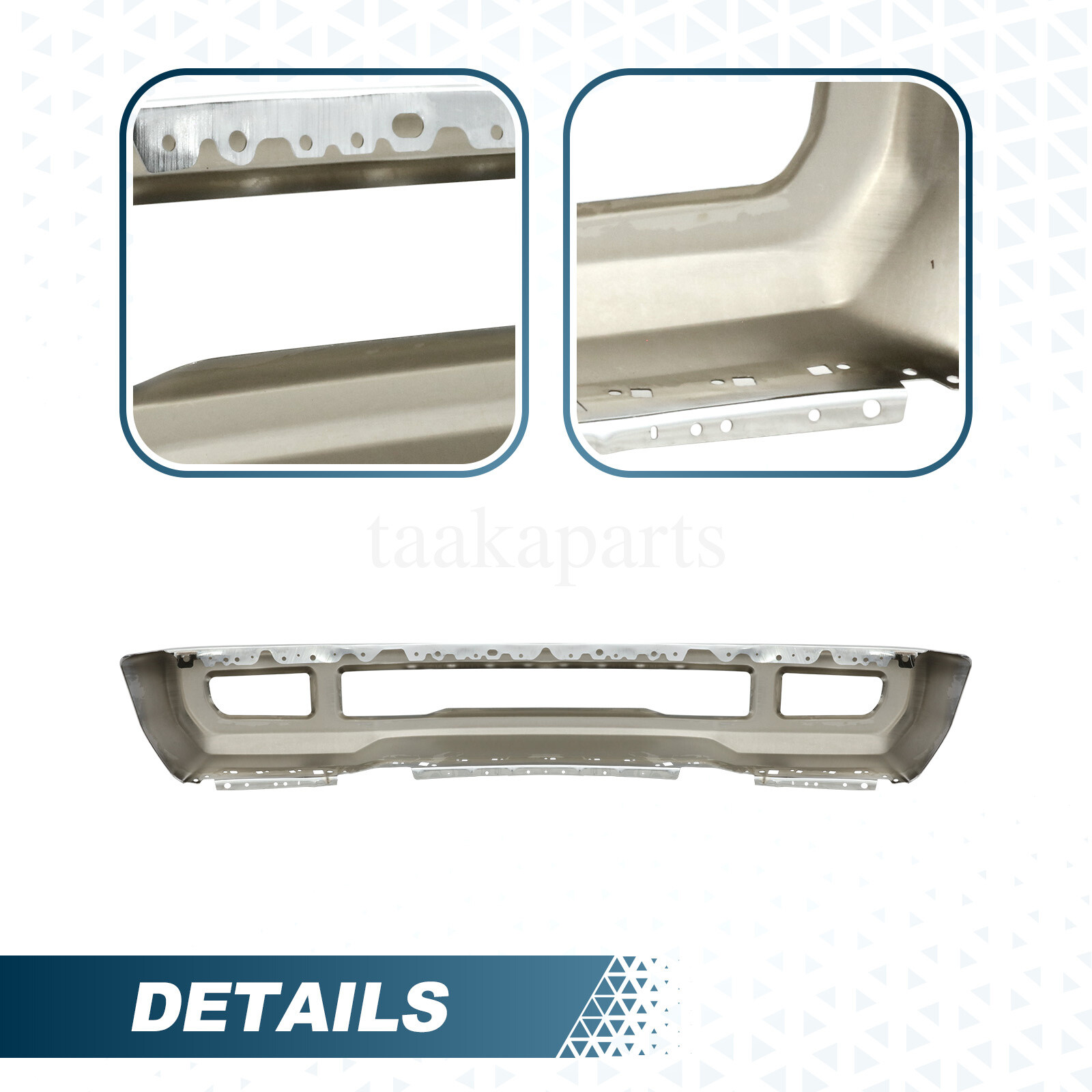 Chrome Front Bumper Face Bar For 2017-2019 Ford F250 F350 Super Duty w/ Fog Hole