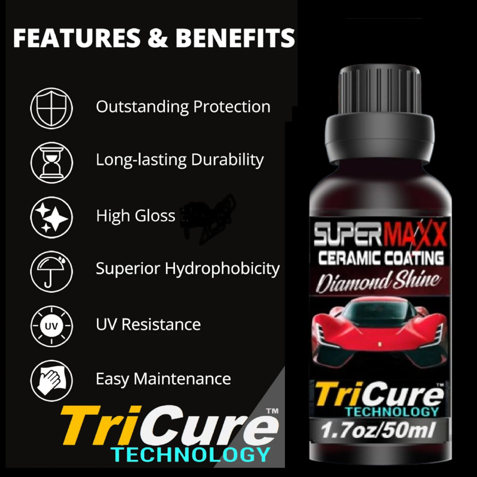 CERAMIC CAR COATING ADVANCED “TRICURE” TECHNOLOGY “PAINT PROTECTION GLOSS”- KIT