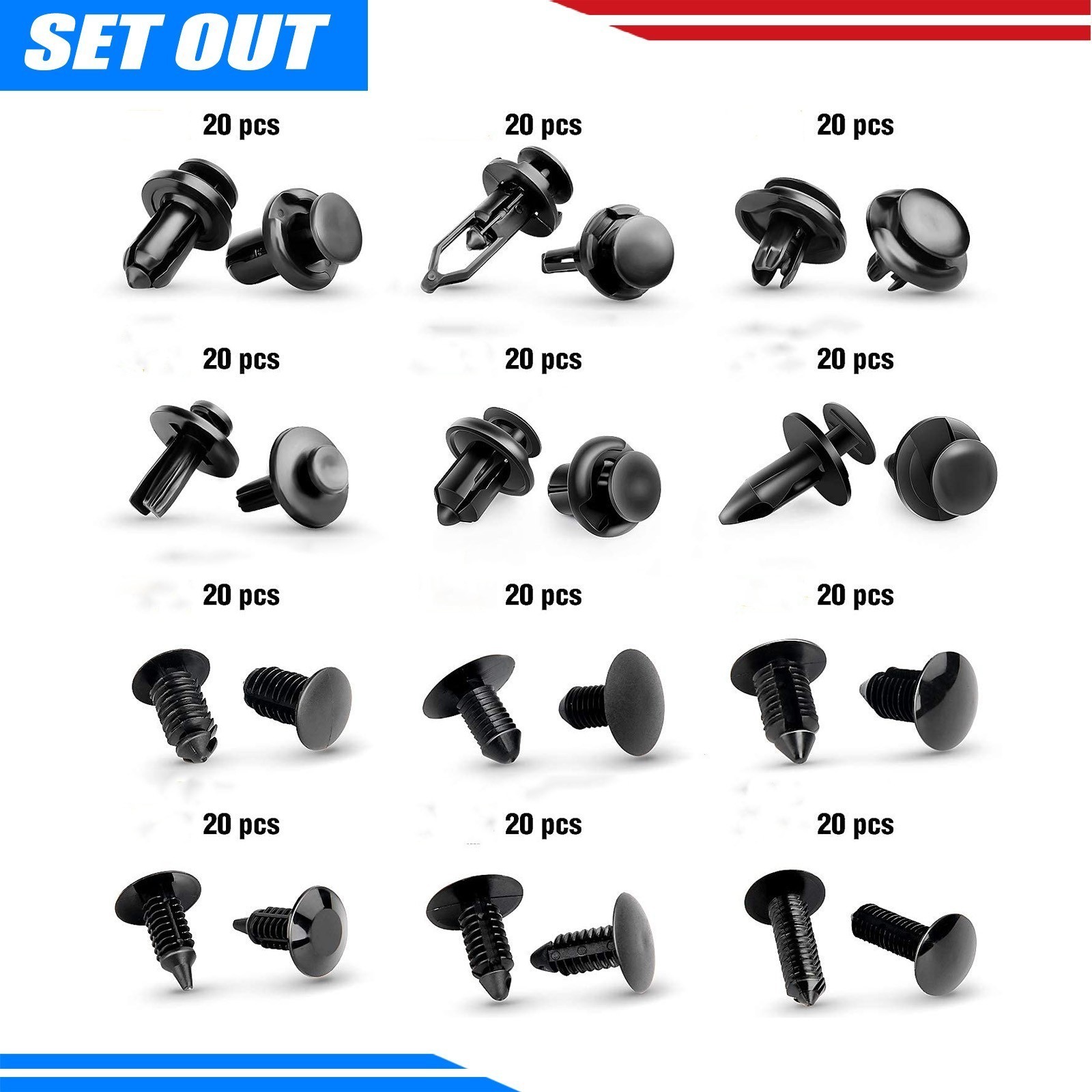 240pcs Auto Car Bumper Retainer Clips Kit Fastener Remover Push Pin Rivet.