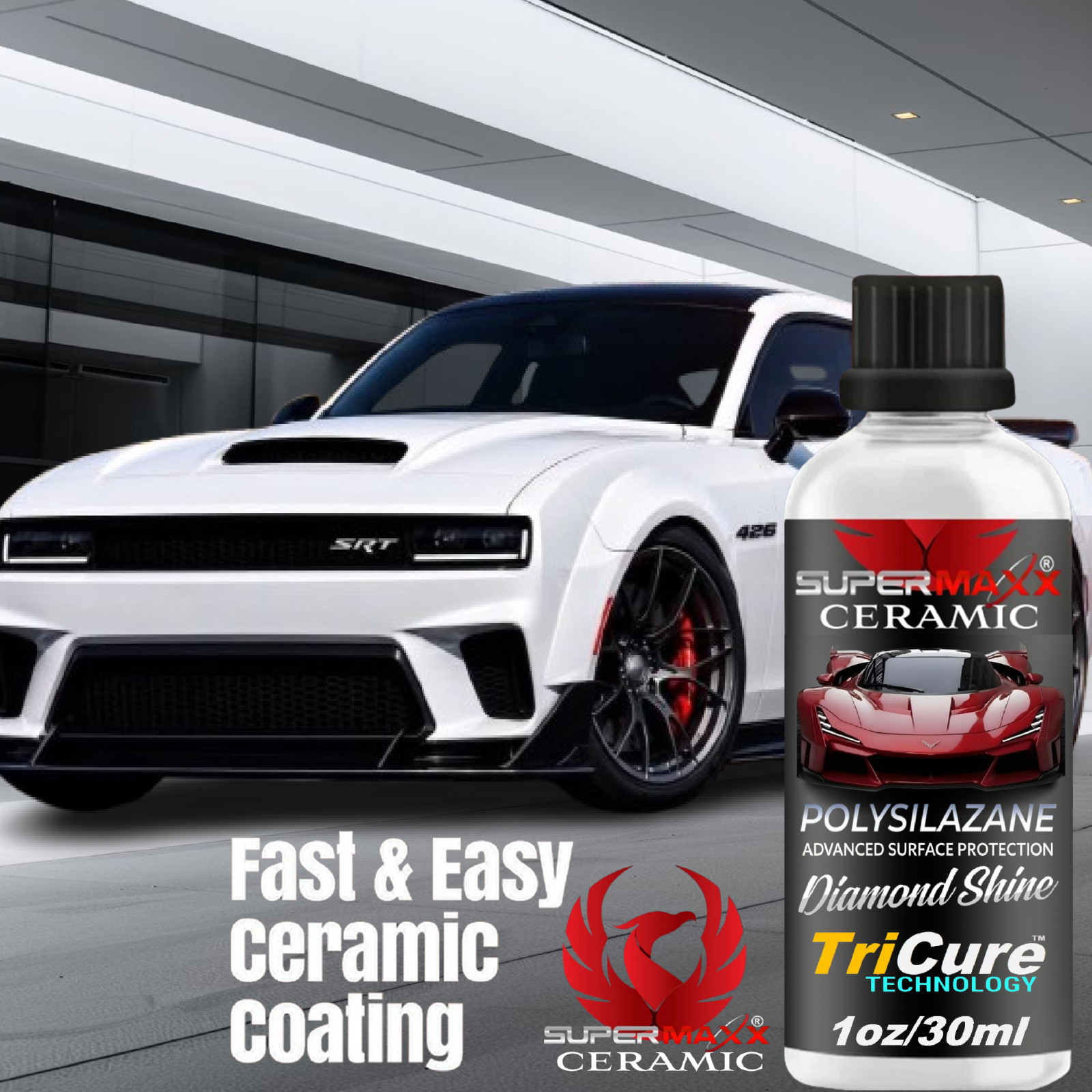 CERAMIC CAR COATING ‘DIAMOND SHINE’ ADVANCED TRICURE PAINT PROTECTION – 30ml KIT
