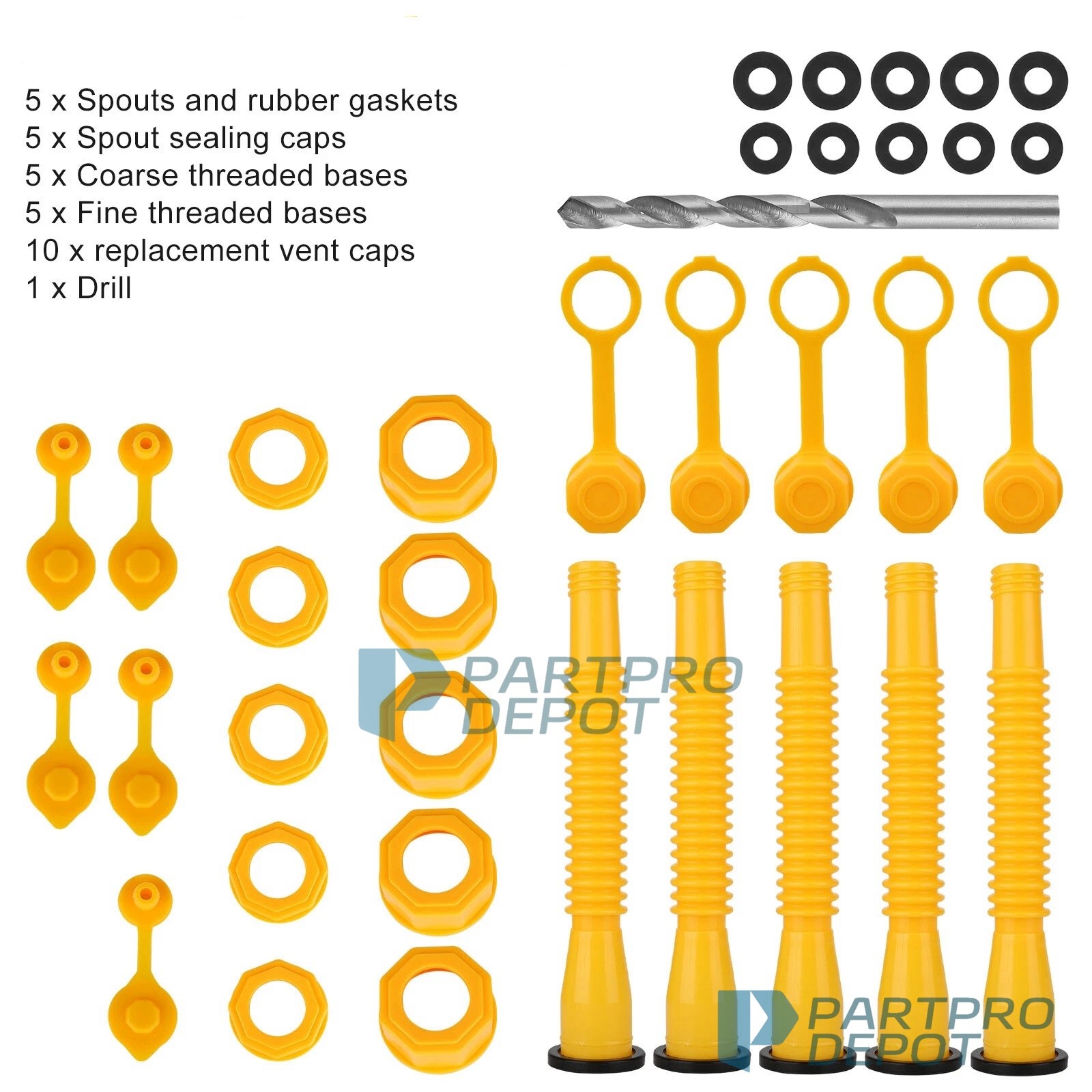 5x Gas Can Spout Nozzle Vent Kit Replacement For Plastic Gas Cans Old Style Caps