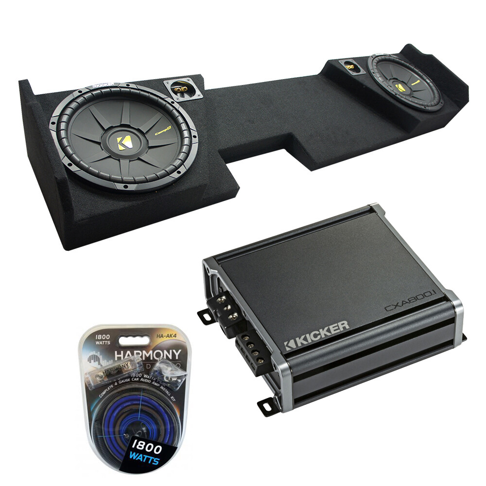 2014 – UP Chevy Silverado Double Cab Kicker Comp C10 Dual 10 Sub Box CXA8001 Amp