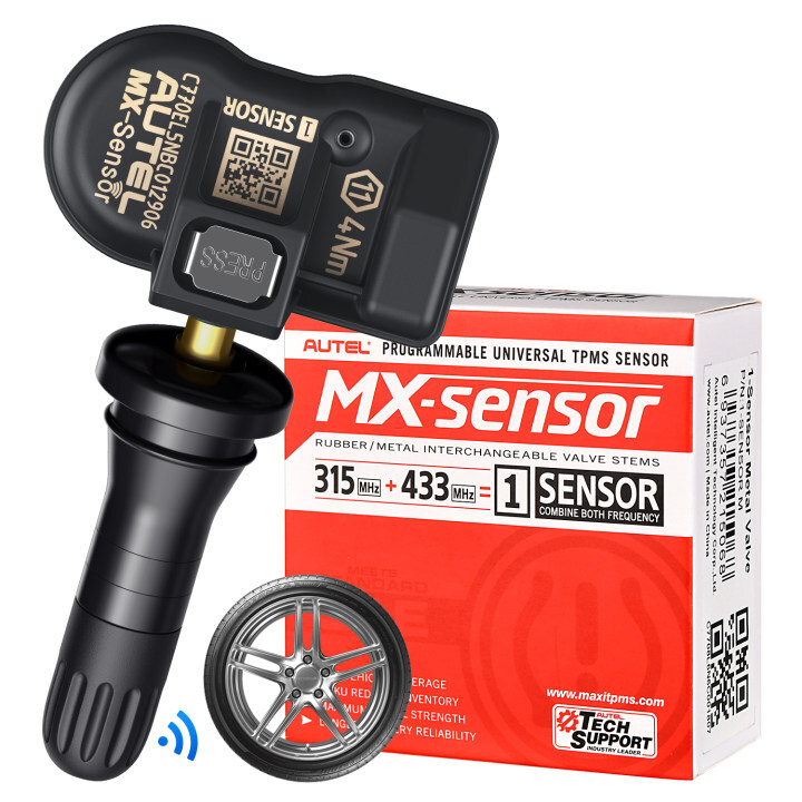 Autel TPMS MX-Sensor 315MHz & 433MHz Auto Tire Pressure Sensor 2in 1 Rubber Stem