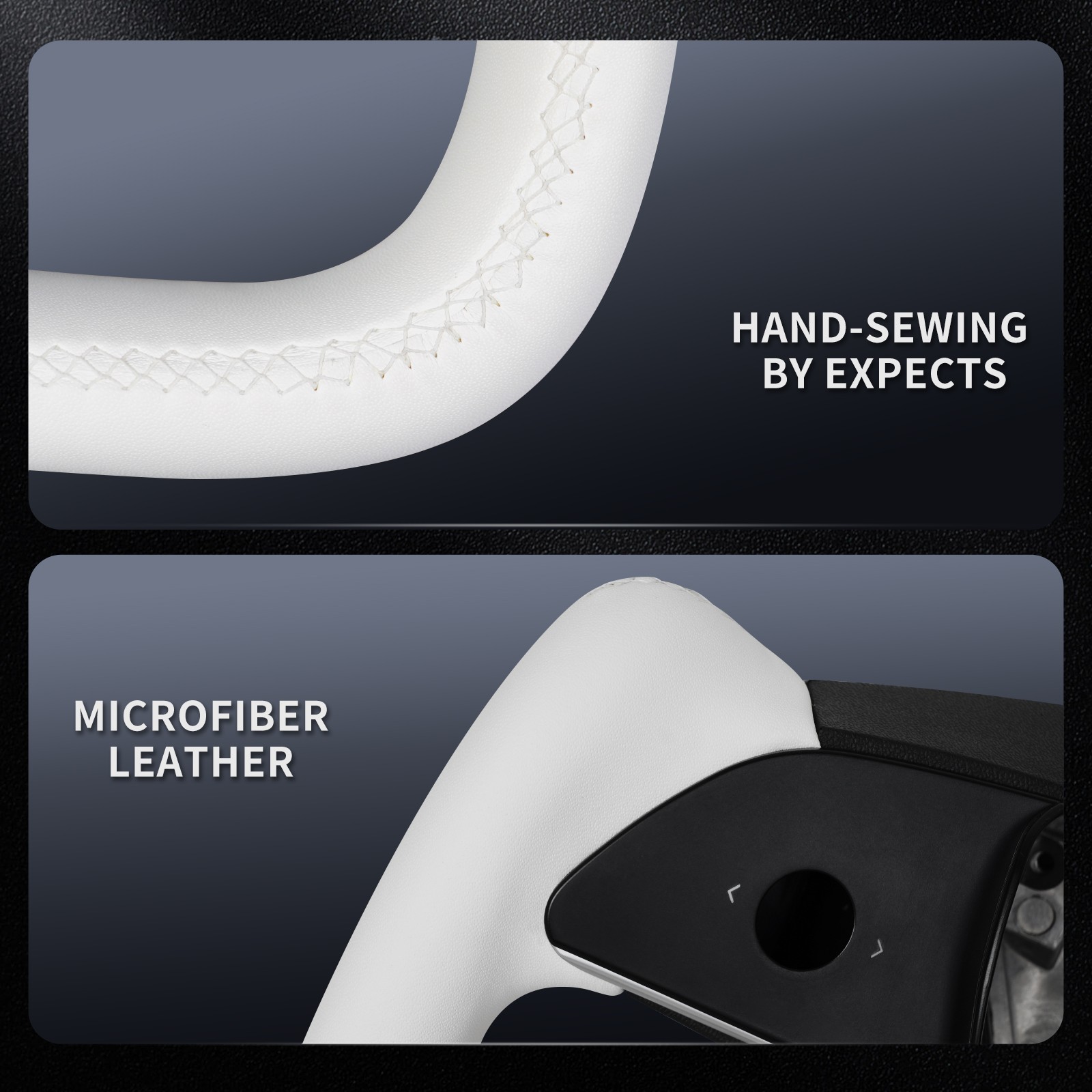 Leather Yoke White Upgrade Steering Wheel Fits Tesla Model 3 Model Y with Heated