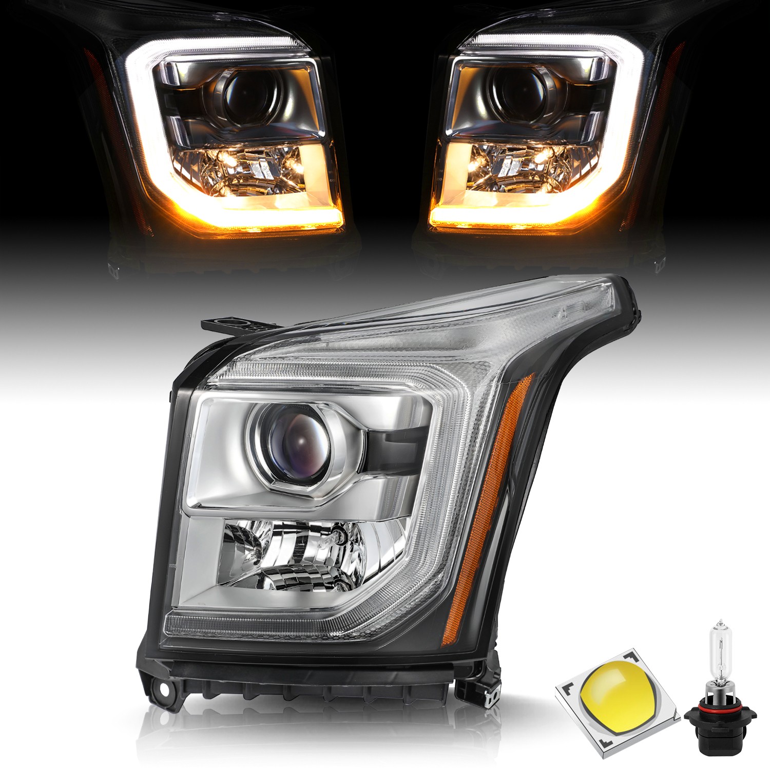 Headlight For GMC Yukon 2015-2020 HID Projector Headlamp W/Blub Left Driver Side