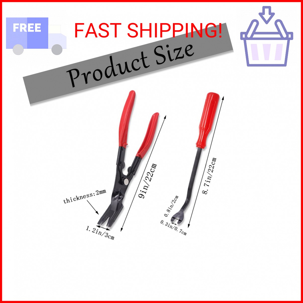 Ruibapa 2 Pcs Red Clip Removal Tool, Pliers Fastener, Set Auto Trim Removal Tool