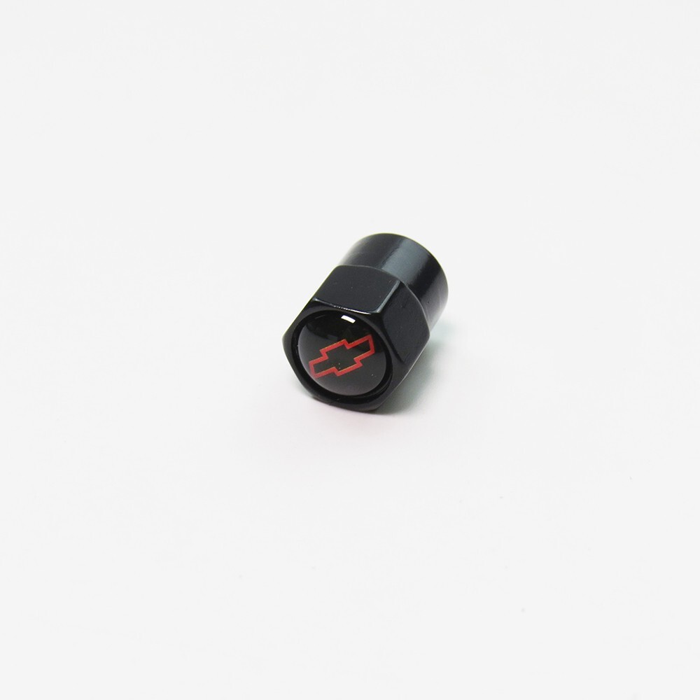 Compatible with Chevy Red 4Pcs Tire Valve Stem Caps Black Anodized Aluminum Set