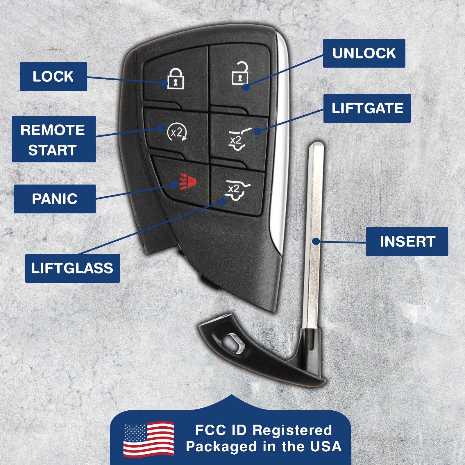 Remote Keyless Entry Smart Fob Replacement For GMC Chevrolet 6b (HUFGM2718)