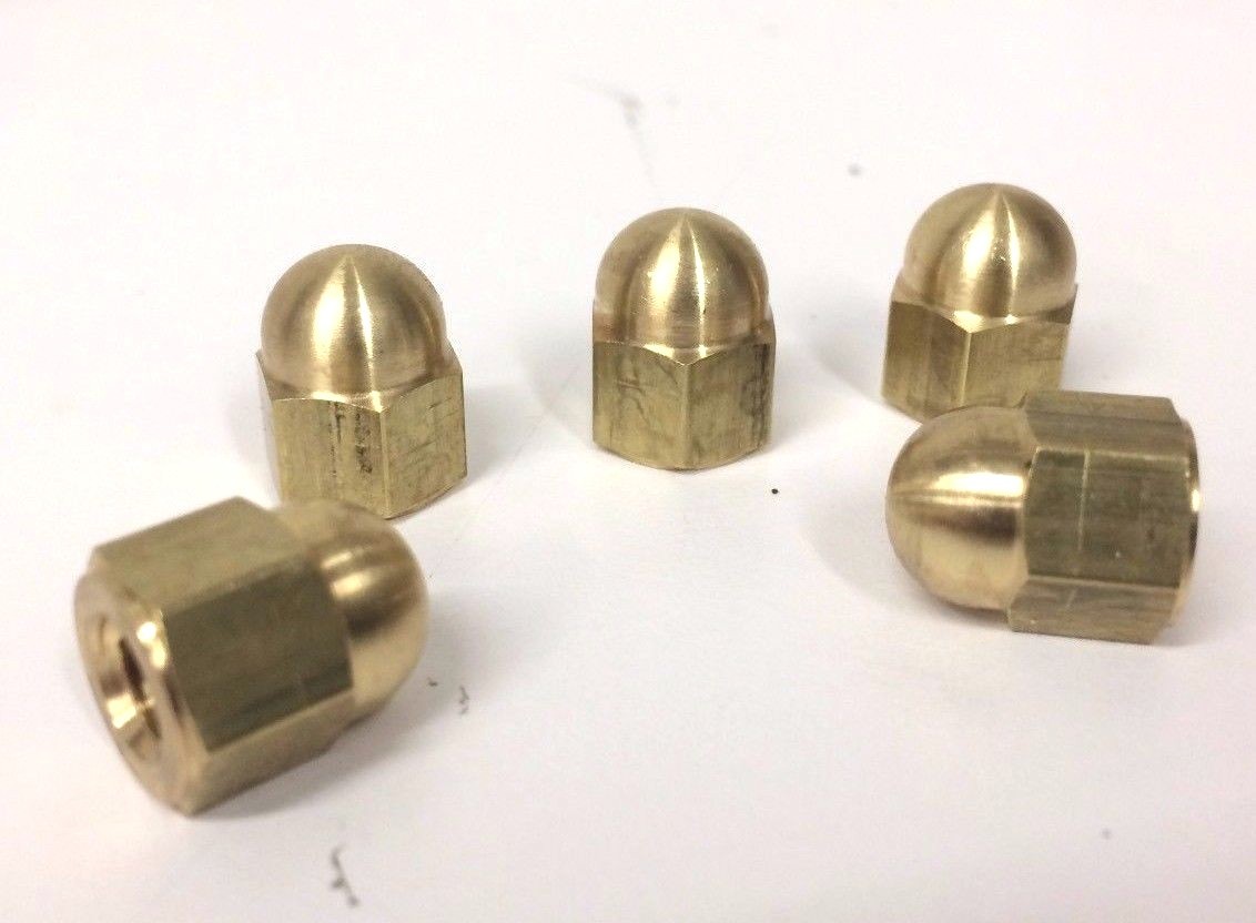 5 HIGH CROWN BRASS ACORN NUTS 5/16″-24 harley hd chopper bobber cafe xs650 cb