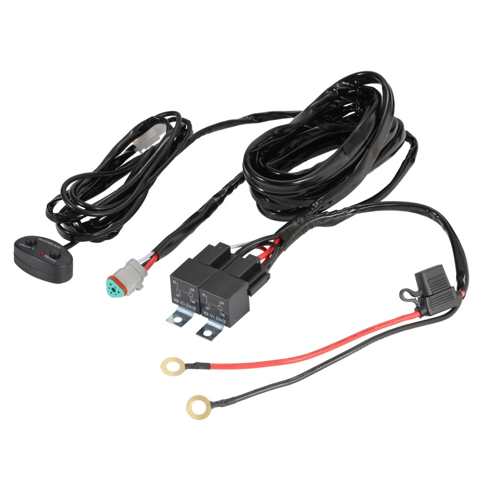 6-LED Pod Light Power Wiring Harness Kit with 40A Fuse and Relay 3 PIN DT Plug