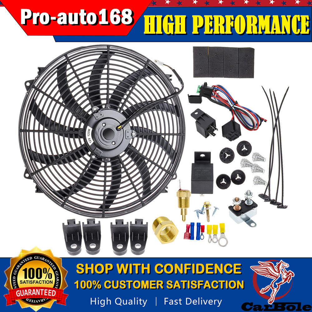 16″ Inch Electric Radiator Fan Pusher Puller 120w High Power Motor 3500+ CFM 12V