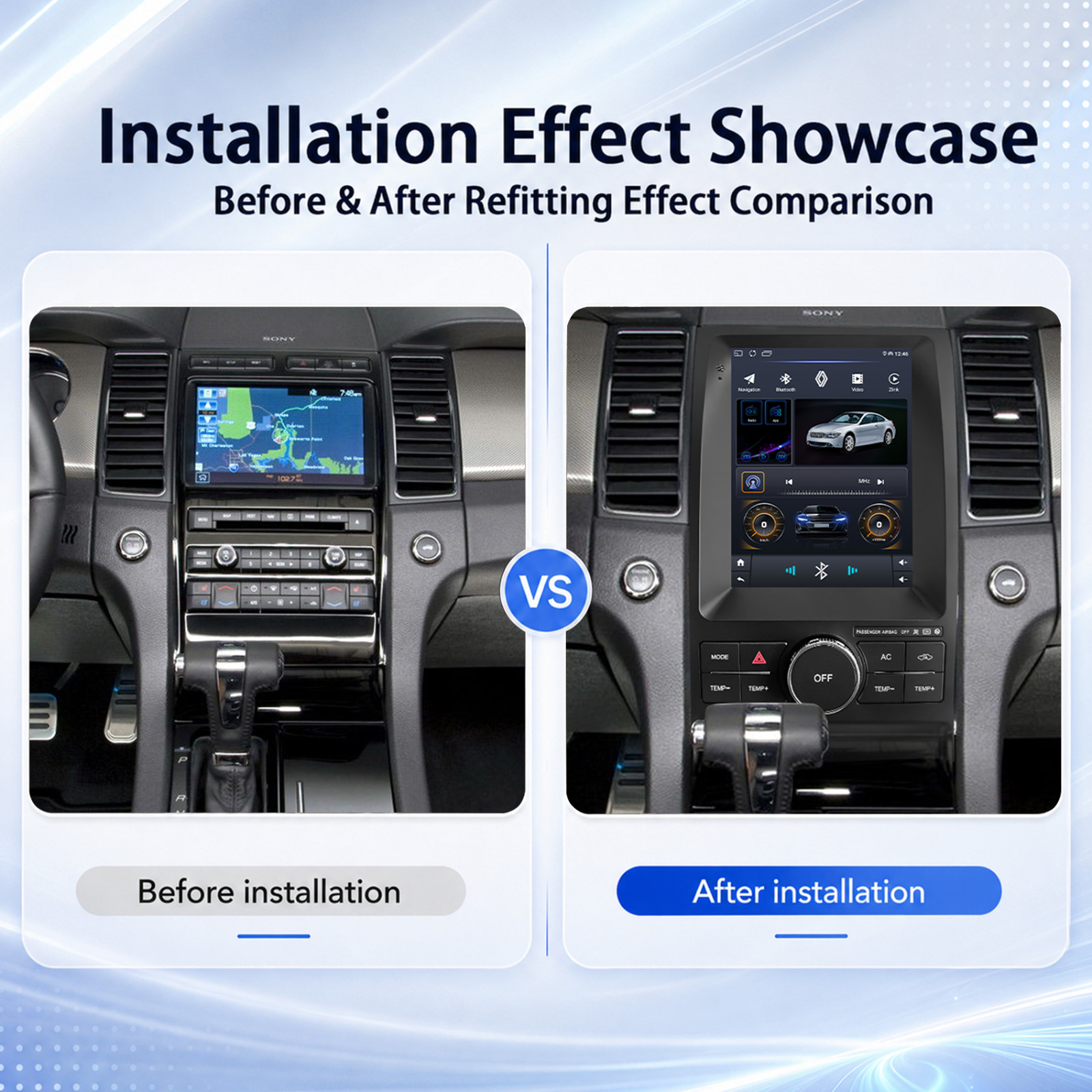 9.7″ Vertical For Ford Taurus 2013-19 Android Radio Carplay Wifi Gps Car Stereo