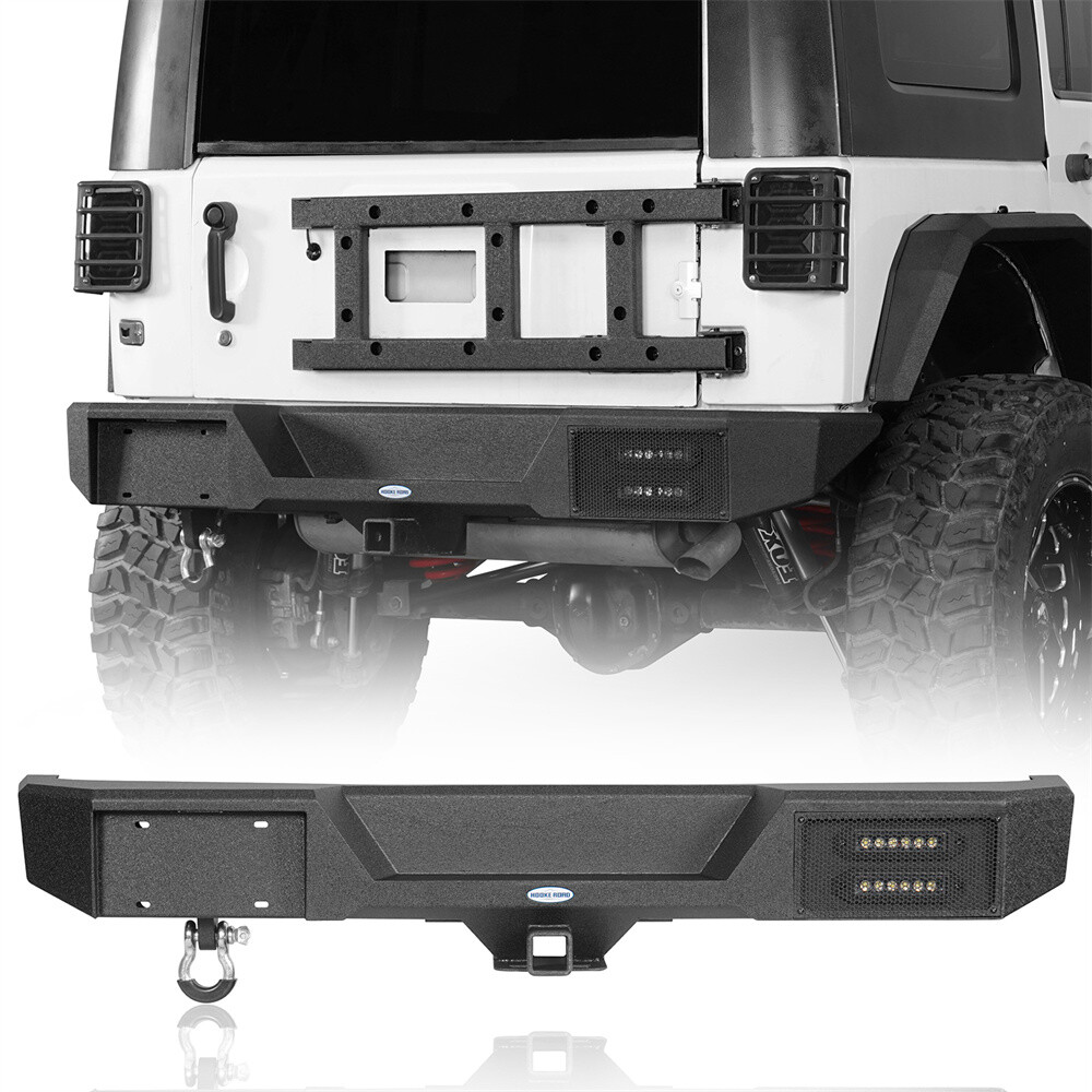 Rear Bumper Reinforcement w/ Hitch Receiver Light for 2007-2018 Jeep Wrangler JK